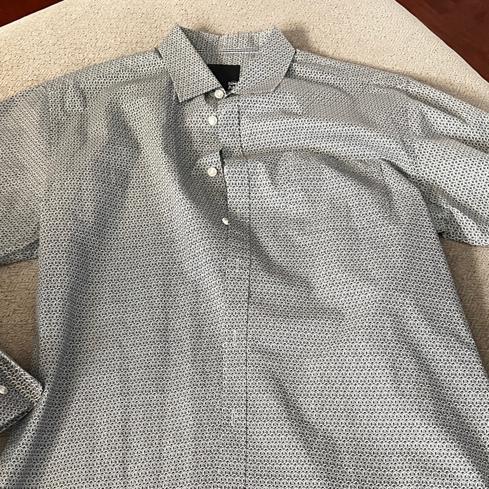 Nicole Miller NMAN Men's Gray Patterned Shirt